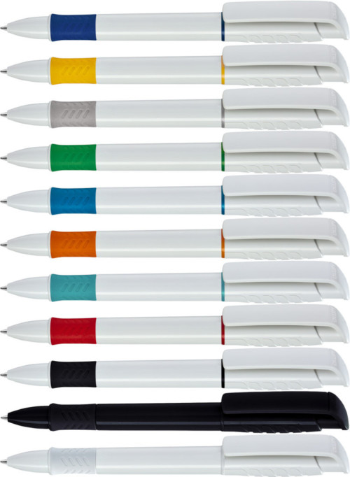 Vita pennor med färgade grepp
