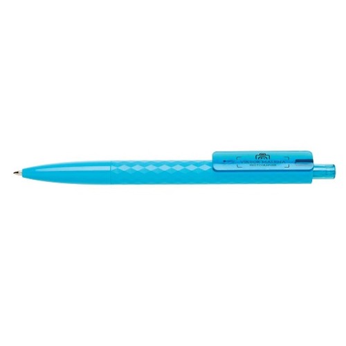 Ljusblå penna med tryck